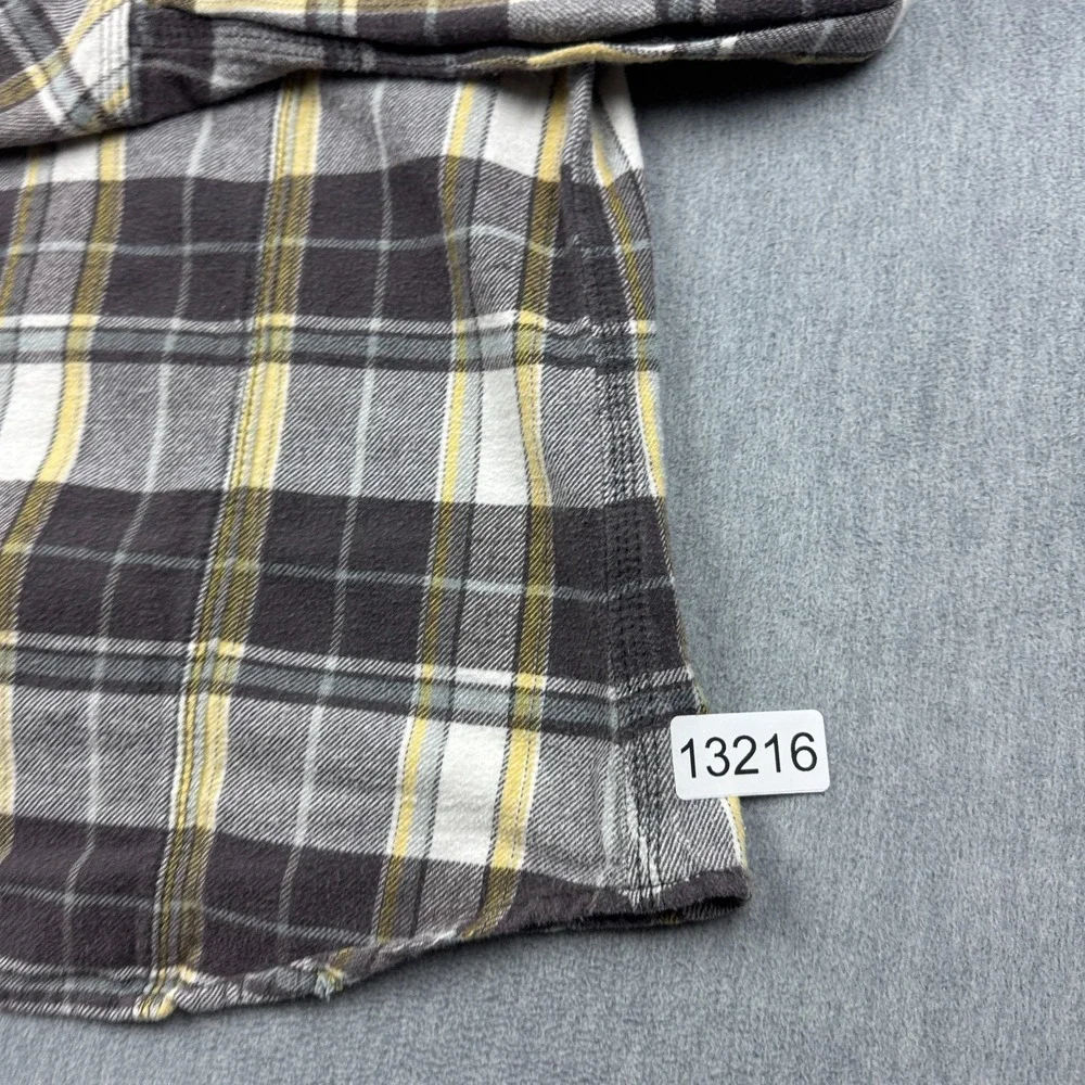 True Religion Shirt‎ Men 2XL XXL Brown Plaid Snap Button Up Flannel Long Sleeve